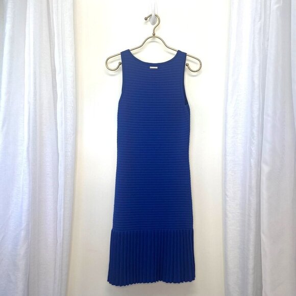 Michael Kors Sleeveless Tank Sweater Dress Pleated Hem Ladies Size SMALL Blue - Picture 1 of 8